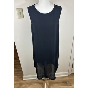 Hallhuber Dress Sz US8 EU40 Black Sheer Overlay Sleeveless LBD Minimalist Chic